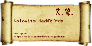 Kolovits Medárda névjegykártya